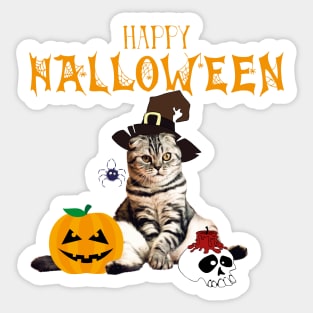 Halloween Cat Witch Costum Pumpkin Spider Skull Gift Sticker